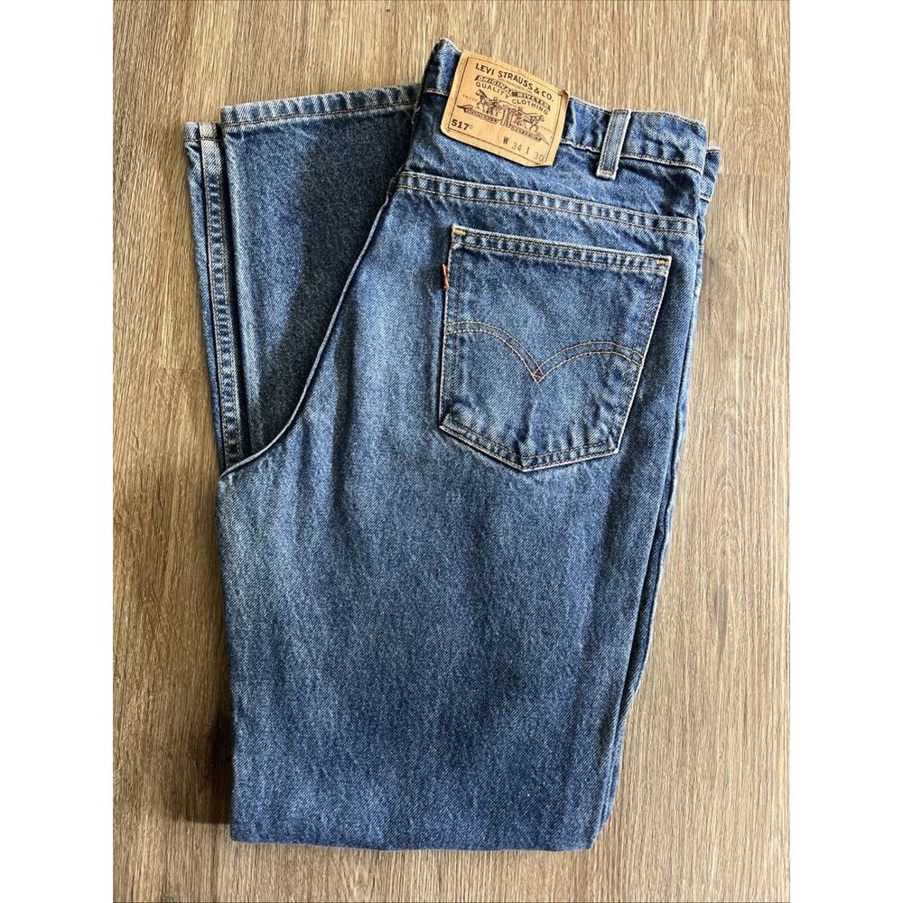Vintage Levis Jeans Mens (Fit 33x29) Blue 517 Bootcut USA Orange Tab Medium Wash